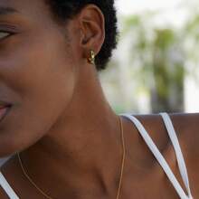 1對時尚簡約設計雙圈耳環,鑲有925純銀和天然綠玉石,精緻優雅多巴胺色寶石耳釘,適合女性日常穿搭,作為送給她的禮物 - 綠色 - 查看 7