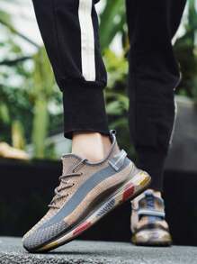 Chaussures De Course À Lacets Pour Hommes, Baskets De Sport De Plein Air À Bout Rond - Multicolore - Voir 5