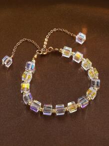 1 件超级仙女水晶彩虹手链，森系甜美小众设计串珠手链，送给闺蜜的毕业礼物，珠子数量随机 - 彩色 - 查看 2