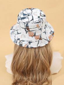 1 件時尚經典提花鍍金休閒戶外防風防曬寬簷水桶帽 - 彩色 - 查看 4