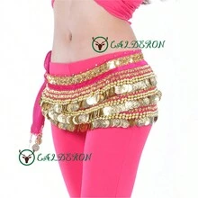 Pareo Bellydance Fajilla Danza Árabe Mujer Terciopelo Moneda - Rosa Fucsia - Ver 7