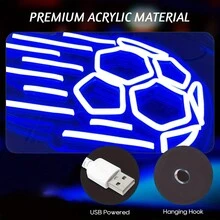 足球霓虹燈,適用於臥室、生日派對、家庭、大學、俱樂部裝飾 - 藍色 - 查看 6