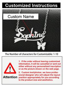 1pc Stainless Steel Personalized Custom Name Necklace For Women Her Mom Sisters Girls Christmas Mother's Day Butterfly 1-12 Character Number For Customized Titanium Steel Necklace Valentine's Day, Birthday, Anniversary Graduation High-End Gifts