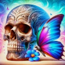 1pc Butterfly & Skull Pattern Diy Diamond Painting Kit With Rhinestones For Creative Toy Decoration And Wall Art - Multicolor - View 2