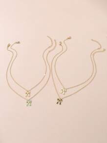 4 件/套女孩虹彩蝴蝶結項鍊