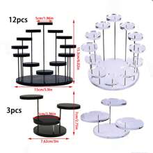 一套甜點展示架有機玻璃珠寶展示架用於戒指手鐲,多層旋轉圓形展示架用於甜點蛋糕 - 無色 - 查看 9