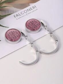 QYeah 1pc Portable Foldable Wallet Hook, Floating Handbag Bracket, Circular Acrylic Hook, Desktop Decoration Auxiliary Hook, Suitable For Home, Travel, And Office Use - Pink - View 4