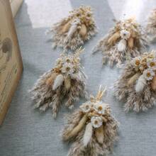 6pcs Mini Dried Flower Bouquet, Boho Wedding Table Table Arrangements, Bridesmaid Flower Girl Proposal Gift Box, Birthday Cake Table Vase Decorations Spring Festival Valentine'S Day Mom Grandma Gift Decoration - Brown - View 7