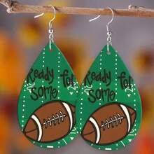1 Pair St. Patrick's Green Football Wooden Double Sided Earrings Women's Earrings - Green - View 8
