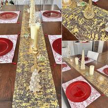 LORDWEY Golden Table Runner Wedding Decoration Gold Table Runner Party Goldfoil Mesh Rose Silver Sequin Thin Roll Dining Tablecloth - Gold - View 5