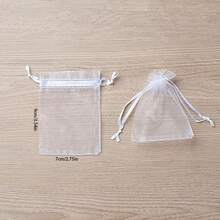 20pcs 2.75x3.54 Inches Organza Bag Jewelry Gift Bag With Drawstring, Perfect For Valentine'S Day, Wedding, Party, Christmas Gifts - White - View 2