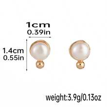 1pair Fashionable Luxurious Style Drop Earrings For Women With Natural Stone, Pearl Decor & 925 Silver, Copper Plated Gold - Earrings - View 14
