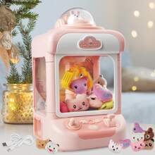 1pc Mini Clip Doll Machine The Perfect Gift For Kids Of All Ages, Improve Your Child's Hands-On Ability With Fun Claw Machine Educational Toy, Small Household Toy Vending Machine Candy Machine For Birthday Christmas Gift (Batteries Not Included) - Pink - View 1