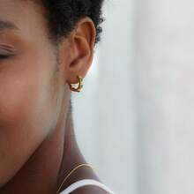 1對時尚簡約設計雙圈耳環,鑲有925純銀和天然綠玉石,精緻優雅多巴胺色寶石耳釘,適合女性日常穿搭,作為送給她的禮物 - 綠色 - 查看 8