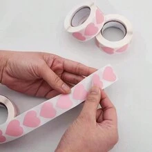 1 件彩色心形貼紙紙標籤適用於情人節、婚禮、節日禮品包裝裝飾和信封密封 - 粉色 - 查看 5