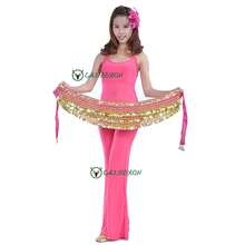 Pareo Bellydance Fajilla Danza Árabe Mujer Terciopelo Moneda - Rosa Fucsia - Ver 3