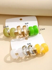 6pairs Minimalist Cuff Hoop Earrings - Multicolor - View 5