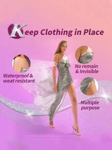 36 件裝隱形雙面膠帶,切割工具,適用於衣服和身體、圍巾、美容、所有布料和皮膚類型,透明連身裙胸部保護貼紙,防止暴露 - 無色 - 查看 9