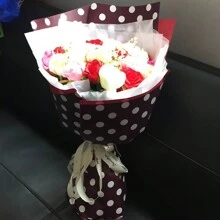 20 張/包韓式防水花卉包裝紙帶圓點和花卉圖案,厚花束包裝材料 - 淺灰紫 - 查看 9