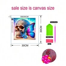 1pc Butterfly & Skull Pattern Diy Diamond Painting Kit With Rhinestones For Creative Toy Decoration And Wall Art - Multicolor - View 4