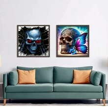 1pc Butterfly & Skull Pattern Diy Diamond Painting Kit With Rhinestones For Creative Toy Decoration And Wall Art - Multicolor - View 3