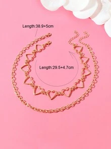 2pcs Gold-Tone Minimalist Necklace Set - Gold - View 3