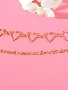 2pcs Gold-Tone Minimalist Necklace Set - Gold - View 4