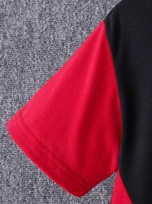 Tween Boys' Letter Print Contrast Color Short Sleeve T-Shirt & Pants Sports Casual Outfit, Summer - Black - View 7