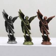 1pc Saint Michael Archangel Figurine, Sacred Angel Michael's Sculpture, Zinc Alloy Statue For Home Desk Decor Best Gifts Birthday Graduation