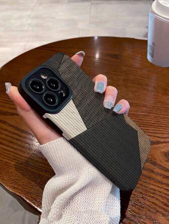 1pc Vintage Wood Grain Print Frosted Anti-Drop Soft Tpu Phone Case Compatible With IPhone And Samsung Galaxy S20/S20 Plus/S20 Pro/S20 Ultra