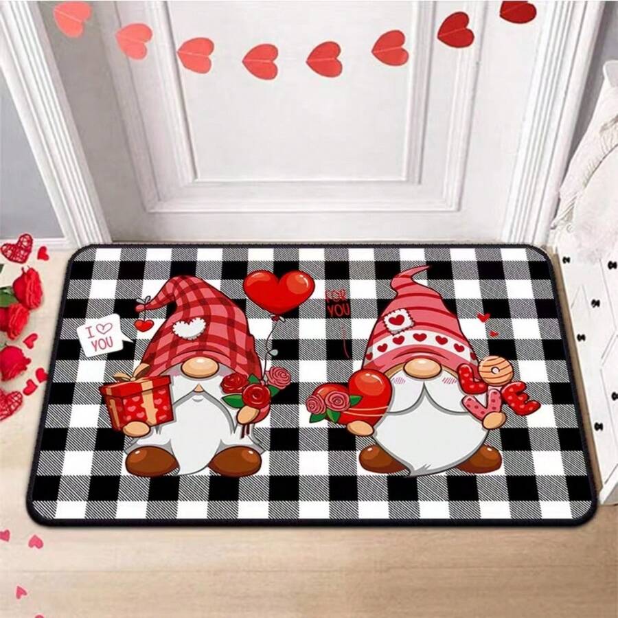 1入組新款情人節裝飾心型門墊,門口/腳部/浴室防滑,吸水性和耐用性地墊 - 小心動 - 查看 1