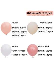 121 piezas Kit de arco de guirnalda de globos rosa beige para decoración de cumpleaños, boda, bautizo, - multicolor - Ver 2
