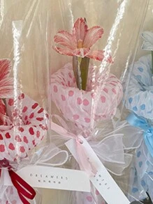 15 片心形鮮花包裝紙,情人節花店用品,生日節日派對禮物 Diy 裝飾材料 - 粉色 - 查看 3