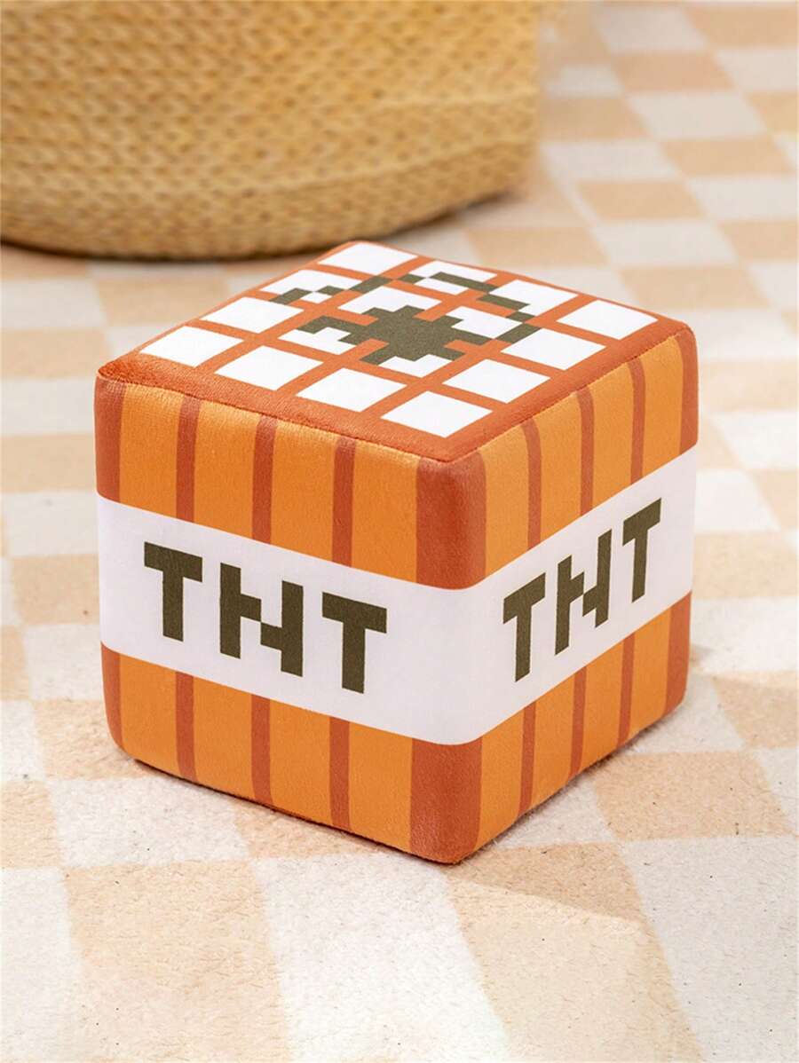 毛绒 TNT 风格娃娃，柔软立方体枕头娃娃，非常适合生日、新年和母亲节礼物 - 紅白色 - 查看 1