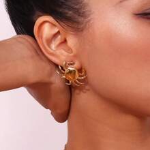 欧美时尚简约个性贝壳金色螃蟹耳环 - 金黃色 - 查看 1