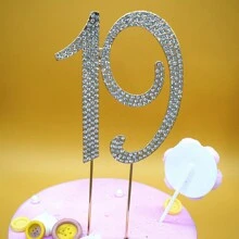 Decoración De Pastel De Cumpleaños De Zinc Alloy Y Rhinestones Para 19 Años De Edad En Fiesta De Cumpleaños (19 En Dorado) - Dorado - Ver 4