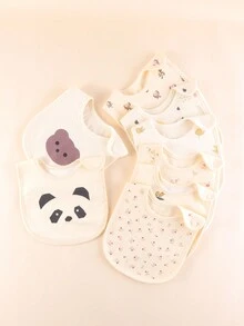 2pcs/Set Baby Bibs With Fruit & Floral Pattern, Waterproof & Drool-Proof With Adjustable Snap Closure - Multicolor - View 1