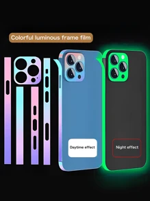 3pcs Colorful Luminous Phone Frame Protector + Lens Decorative Sticker Compatible With IPhone 12/13/14/15/16 Pro Max Series, Self-Healing, Anti-Fingerprint, Scratch-Resistant, Waterproof