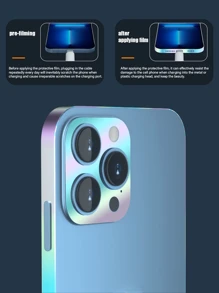 3pcs Colorful Luminous Phone Frame Protector + Lens Decorative Sticker Compatible With IPhone 12/13/14/15/16 Pro Max Series, Self-Healing, Anti-Fingerprint, Scratch-Resistant, Waterproof