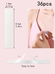 36 件裝隱形雙面膠帶,切割工具,適用於衣服和身體、圍巾、美容、所有布料和皮膚類型,透明連身裙胸部保護貼紙,防止暴露 - 無色 - 查看 2