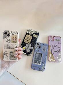 4pcs English Letter Print 3d Cartoon Anti-Fall Phone Cases With Precise Holes, Compatible With Iphone, Samsung, Xiaomi, Redmi