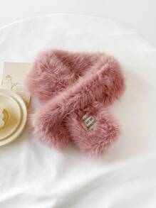 1pc Fashionable Warm Plush Solid Color Long Scarf Shawl Wrap For Women, Perfect For Autumn/Winter Outdoor Activities - Pink - View 2