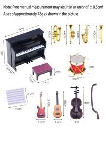 1入組微型古典樂器模型,適用於生活場景裝飾,攝影道具（鋼琴、吉他、薩克斯風等） - 彩色 - 查看 2