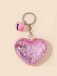 Glitter Heart Shaped Bag Accessory Children's Cute Keychain Pendant - Pink - View 2