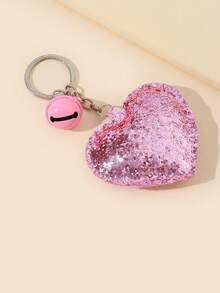 Glitter Heart Shaped Bag Accessory Children's Cute Keychain Pendant - Pink - View 3