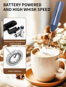 CLITON 1入2節aa電池強力奶泡器手持泡沫製造機 - 咖啡攪拌器,卡布奇諾,馬卡龍,熱巧克力,禮品包括：僅懸架夾,適用於父親節,母親節,聖誕節,感恩節,萬聖節,情人節 - 藍色 - 查看 3