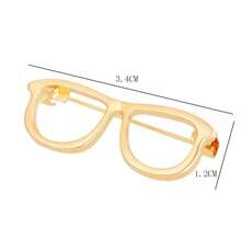 1只空心眼鏡框形胸針,有趣時尚的眼鏡襟針 - 金黃色 - 查看 3