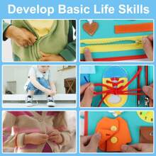 1PC Busy Board For 3-6 Year Old, Toddler Travel Toys For Car Plane, Montessori Sensory Toys For Toddlers, Educational Learning Activities Board For Fine Motor Skills, Gift For Boys Girls - Green - View 5