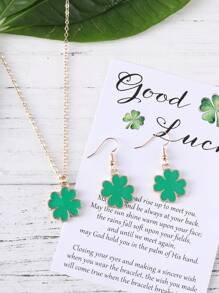 2入組聖帕特裡克節復古套裝,包括綠色帽子,啤酒,和矮人吊墜耳環,項鍊,卡片禮物（女性用） - 綠色 - 查看 14