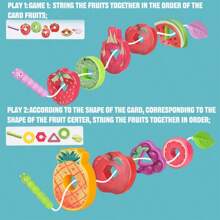 1 Set Children Boys Girls Fruit Beaded Beads ABS With Graphic Cognition Learning Cards Educational Toy Classification Stacking Fine Motor Skills Toy Suitable For Preschool Montessori Early Education Tools - Multicolor - View 7
